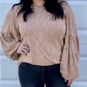 Bucket List | Blush Oversized Knit Top with Balloon Sleeves